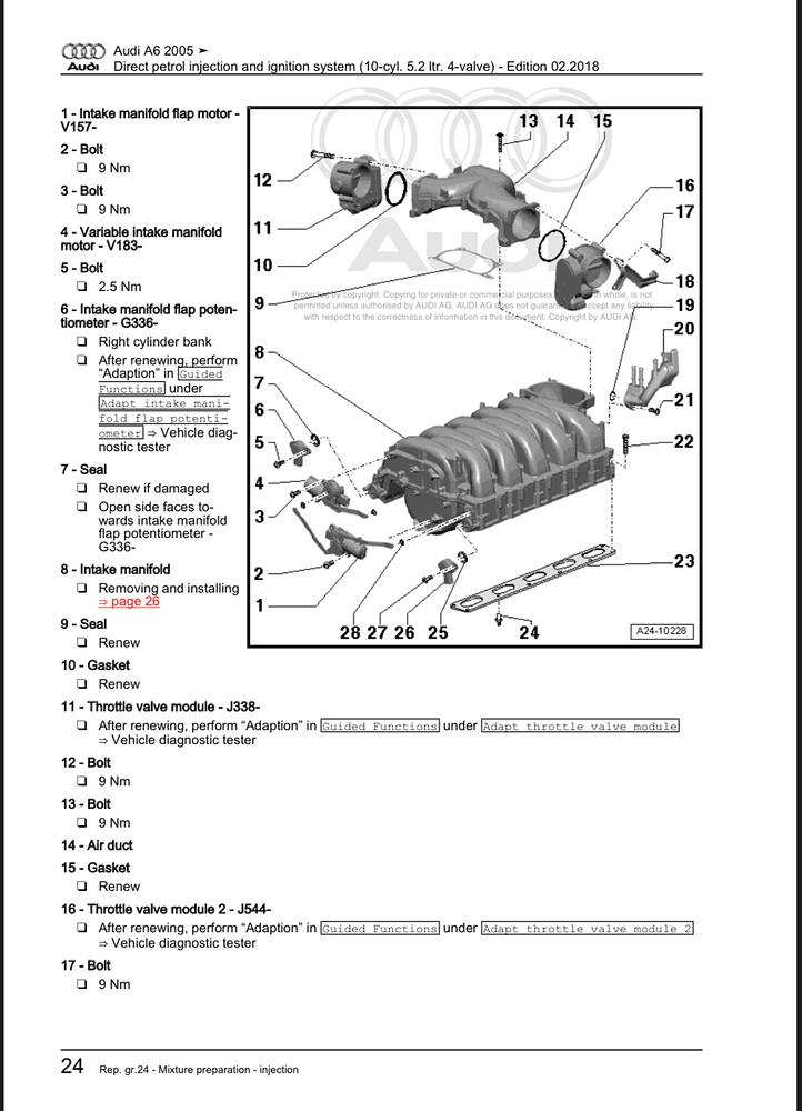 V10 Intake manifold flap delete v. lock and Cleaning A6 All/ S6 All